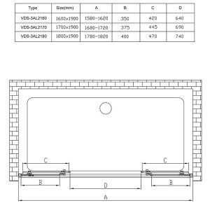 Душевая дверь Vincea Alpha VDS-3AL2 матовая, 160х190, матовый