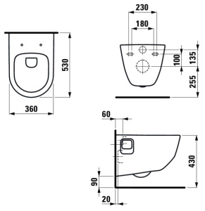 Подвесной унитаз Laufen Pro Rimless 8.2096.4.400.000.1 LCC безободковый, белый