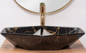 Умывальник Rea Vegas Black Marble Shiny