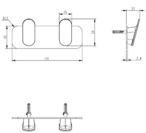 Планка с крючками Grocenberg AC0052 / AC0054 хром, 29 см 4 крючка, хром