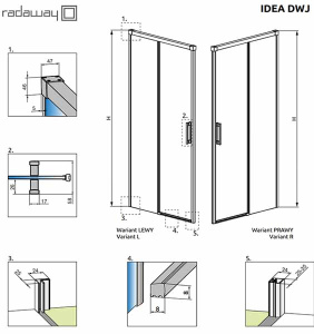 Душевая дверь Radaway Idea DWJ, 100х200, прозрачный