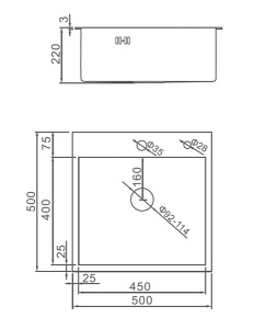 Кухонная мойка Gerhans K35050B / K35050BD, 50х50, графит