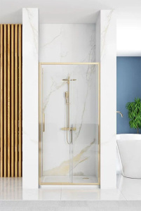 Душевая дверь Rea Rapid Slide gold matt раздвижная, 100х195, прозрачный