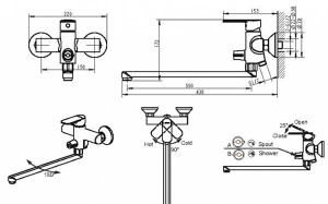 Смеситель для ванны Bravat Louise F6191183CP-01L-RUS