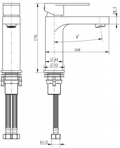 Смеситель для умывальника Hansberge H1044C