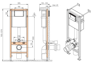 Комплект инсталляции Cersanit Vector с кнопкой Estetica 64110 и унитазом City Smart CO DPL EO slim