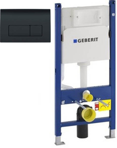 Комплект инсталляции Geberit Duofix c черной кнопкой Delta 51, унитазом Milleau Alby 203 и аксессуарами