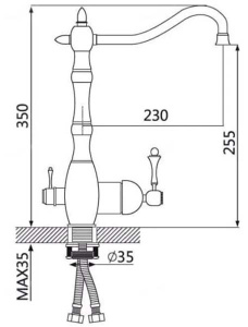 Смеситель для кухонной мойки Ganzer GZ77022-C под фильтр