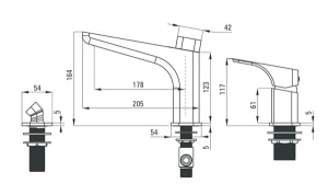 Смеситель на борт ванны Deante Hiacynt BQH 013M на 3 отверстия