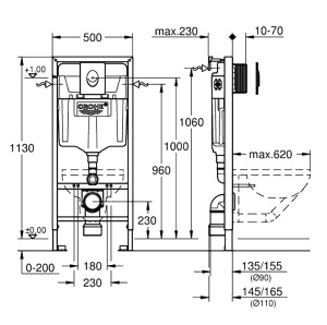 Комплект инсталляции Grohe Rapid SL 38721001 с унитазом Roxen Antares 530185-02 Rimless Soft Close