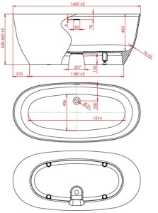 Ванна из искусственного камня Astra-form Атрия Solid с интегрированным переливом белая, 160х75