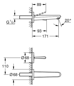 Смеситель встраиваемый Grohe Eurodisc Joy 19968000, хром