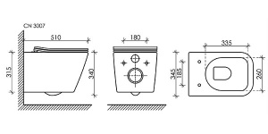 Комплект инсталляции 4 в 1 CeramicaNova Metric CN3007-1002CH-1000