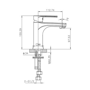Смеситель для умывальника Caprigo Atlantic 51-020-CRM