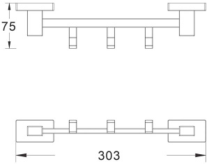 Планка с крючками Shevanik SG5631 / SG5641 / SG5651, 30 см 3 крючка, хром