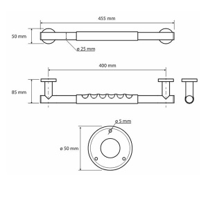 Поручень Bemeta Omega 104507675 / 104507661, 35 см, хром, черный