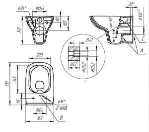 Комплект инсталляции Cersanit Carina XL CO DPL EO Slim / 64440