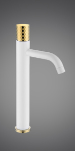 Смеситель для умывальника Boheme Stick 122-WG White Diamond Gold