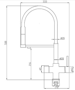 Смеситель для кухонной мойки Zorg Steel Hammer SH 2002 под фильтр, хром