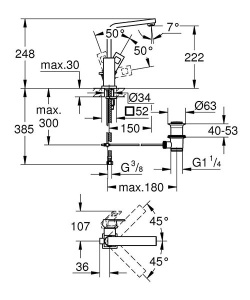 Смеситель для умывальника Grohe Eurocube 2313500E