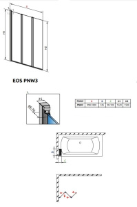 Душевая шторка на ванну Radaway Eos PNW 100, 100х152, прозрачный