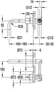 Смеситель встраиваемый Omnires Y1215H CHR (1 функция)