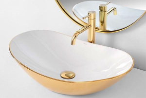 Умывальник Rea Royal Gold White U7808