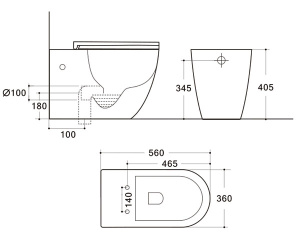 Приставной унитаз Roxen Antares 650185-01 Rimless Soft Close