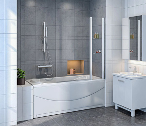 Душевая шторка на ванну Good Door SCREEN HS-100-C-CH, 100х140, прозрачный