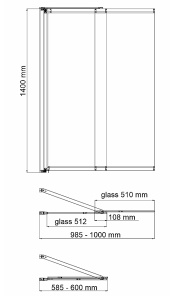 Душевая шторка на ванну Wasserkraft Main 41S02-100 Matt glass Fixed