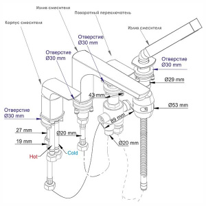 Смеситель на борт ванны Wasserkraft Salm 2755 на 4 отверстия