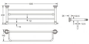 Полка для полотенец с держателем Rose RG1108