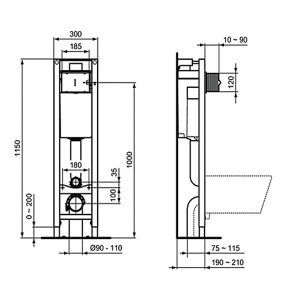 Комплект инсталляции Ideal Standard ProSys Eco Frame M с подвесным унитазом Standard Eurovit Rimless