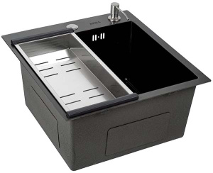 Кухонная мойка Avina HM4548 PVD (графит) с коландером и дозатором