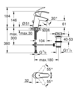 Смеситель для умывальника Grohe Eurosmart 23788002