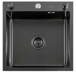 Кухонная мойка Avina Futur FK Eco Embossing Pop-up Econom Black Nano с дозатором, 50х50, графит