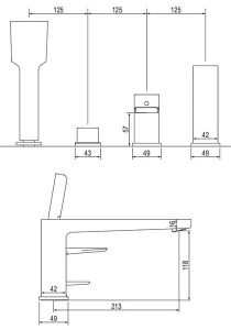 Смеситель на борт ванны Omnires Siena SN7332CR на 4 отверстия