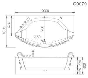 Акриловая ванна Gemy G9079