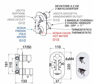 Смеситель встраиваемый Remer Elegance NT92NO термостатический