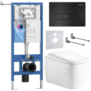 Комплект инсталляции 6 в 1 Roxen StounFix Dual Fresh 968501 с аромадозатором, черный матовый