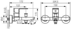Смеситель для ванны Ferro Alba VerdeLine BLB1VL
