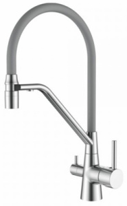 Смеситель для кухонной мойки Ledeme L4897-9 / L4897A-9 под фильтр, серый, сатин