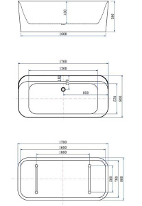 Акриловая ванна Allen Brau Infinity 1 2.21001.20/AM / 2.21001.21/AM, 170х80, белый матовый, антрацит