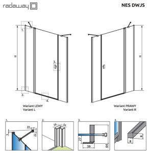 Душевая дверь Radaway Nes DWJS, 130х200, прозрачный