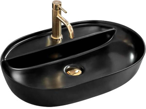 Умывальник Rea Aura Black / Black Matt, 61х41/черный глянцевый