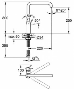 Смеситель для кухонной мойки Grohe Essence+ 30269000 / 30269DC0, хром