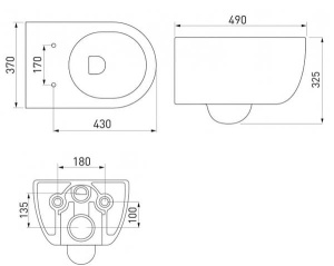 Комплект инсталляции Berges Novum 525 c кнопкой L3, подвесным унитазом Ego Rimless и сиденьем Toma SO