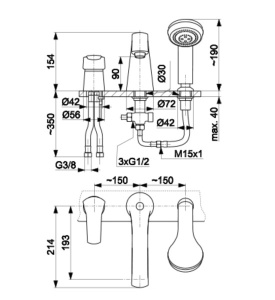 Смеситель на борт ванны Armatura Kwarc 4205-210-00