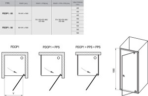 Душевой уголок Ravak Pivot PDOP1+PPS профиль сатин, 90х80, прозрачный