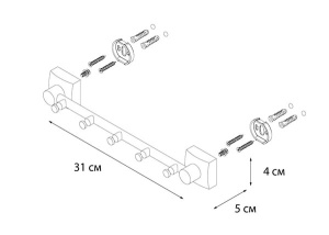 Планка с крючками Fixsen Kvadro FX-61305-5